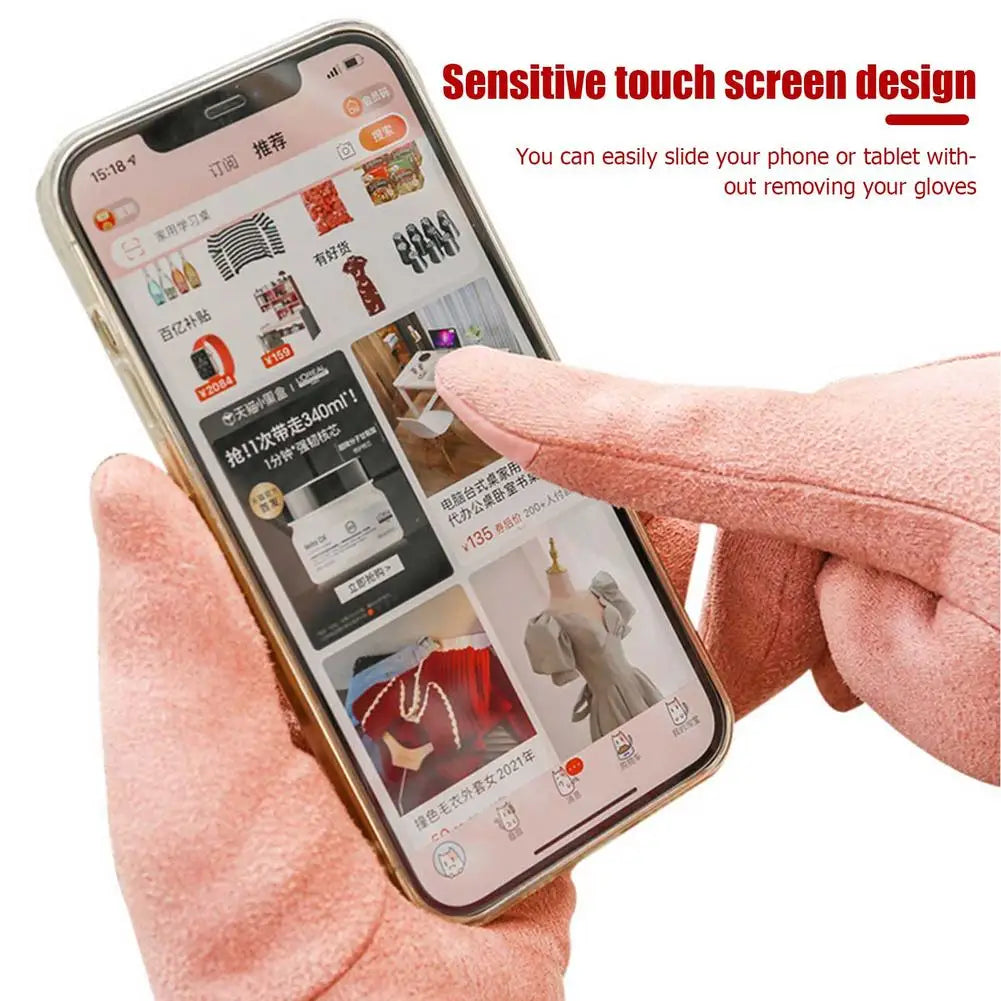 Women Full Finger Gloves USB Charging Heating Gloves 3D Ergonomics