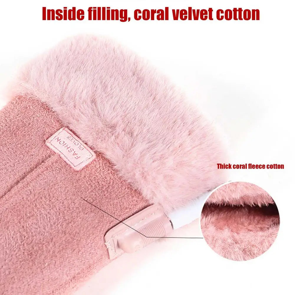 Women Full Finger Gloves USB Charging Heating Gloves 3D Ergonomics