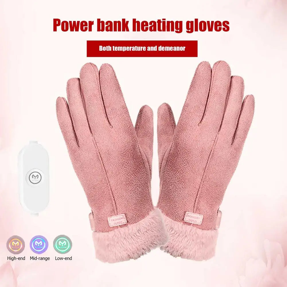 Women Full Finger Gloves USB Charging Heating Gloves 3D Ergonomics