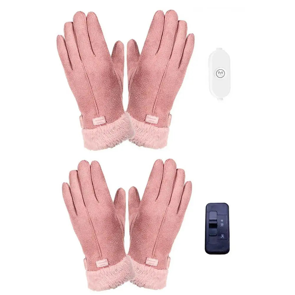 Women Full Finger Gloves USB Charging Heating Gloves 3D Ergonomics