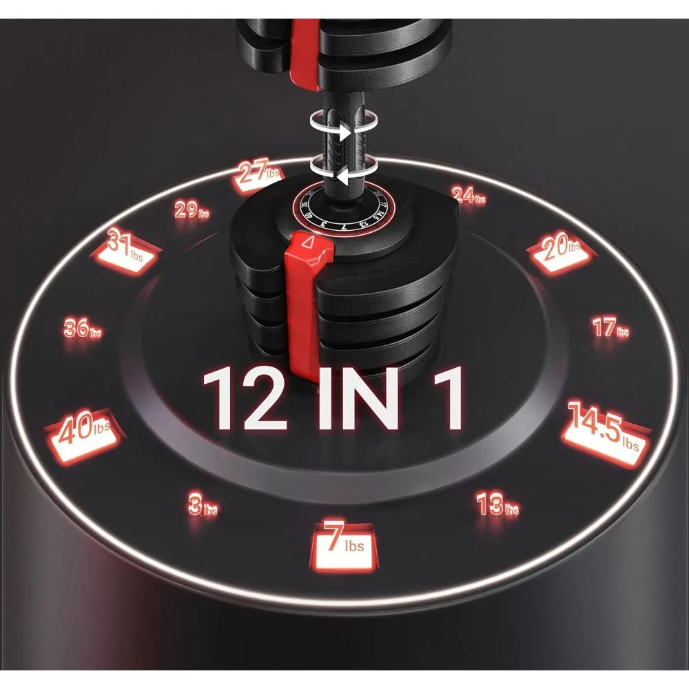 Adjustable Dumbbell SET 40LBS each Adjustable Dumbbells Fast Adjust Dumbbell Weight Set with Anti-Slip Handle