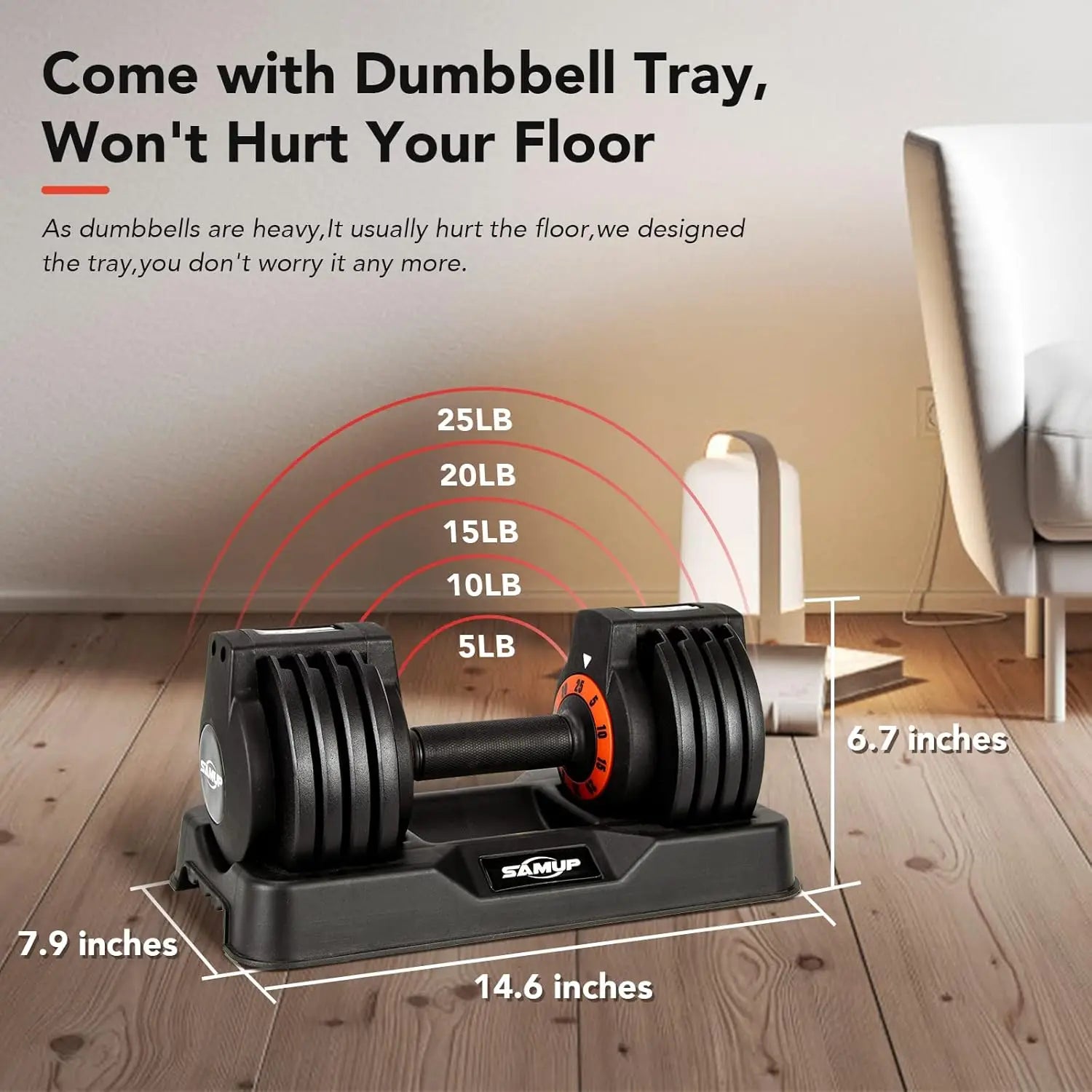 25 lbs PAIR Adjustable Dumbbells Set, Adjustable Weights Dumbbells Set for Men and Women with Anti-Slip Fast Adjust Weight by