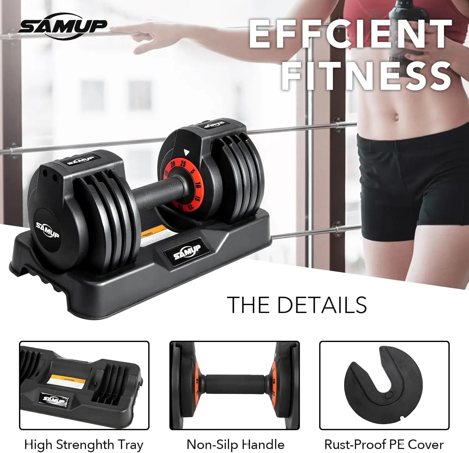 25 lbs PAIR Adjustable Dumbbells Set, Adjustable Weights Dumbbells Set for Men and Women with Anti-Slip Fast Adjust Weight by