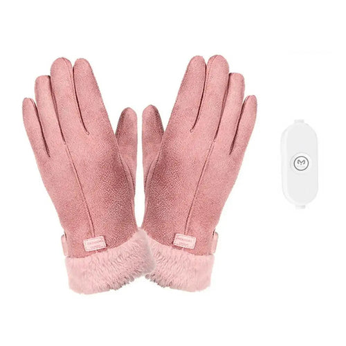 Women Full Finger Gloves USB Charging Heating Gloves 3D Ergonomics