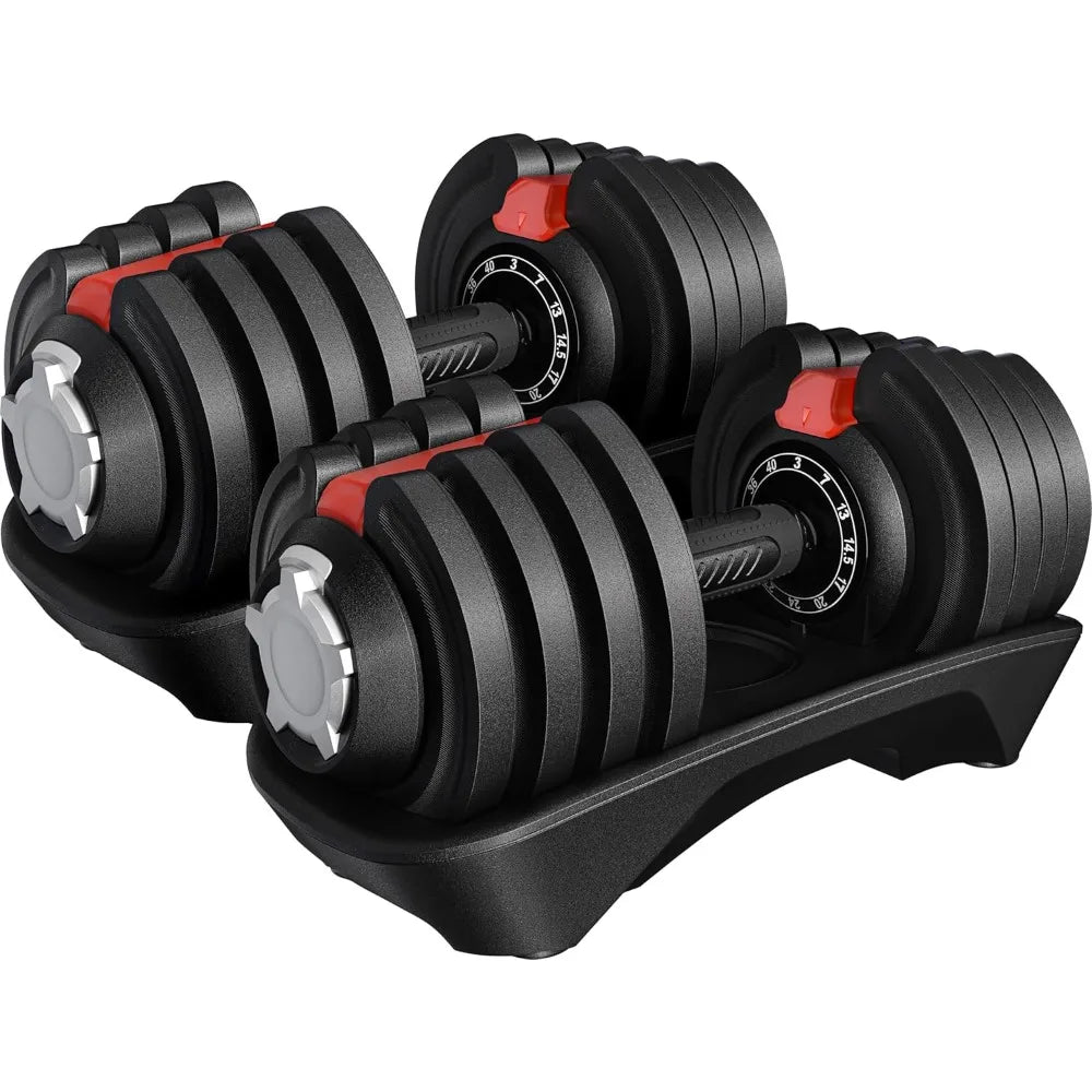 Adjustable Dumbbell SET 40LBS each Adjustable Dumbbells Fast Adjust Dumbbell Weight Set with Anti-Slip Handle