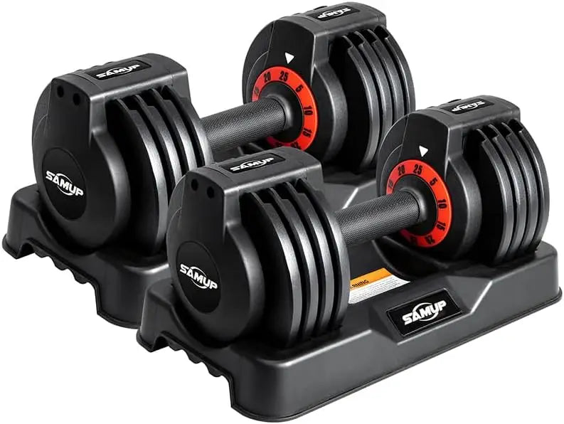 25 lbs PAIR Adjustable Dumbbells Set, Adjustable Weights Dumbbells Set for Men and Women with Anti-Slip Fast Adjust Weight by