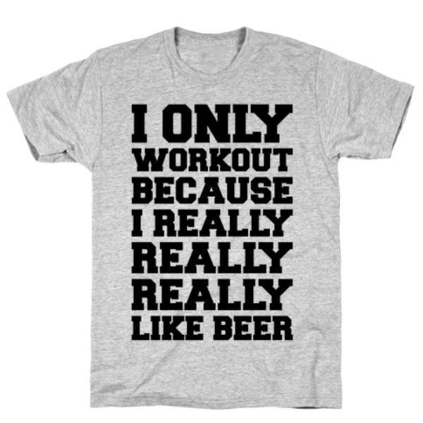 BEER WORKOUT GREY T-SHIRT